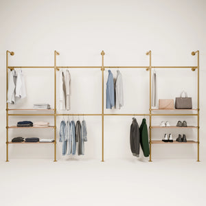KIM DOUBLE 4 OAK –  5 shelves | gold