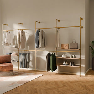 KIM DOUBLE 4 OAK –  5 shelves | gold