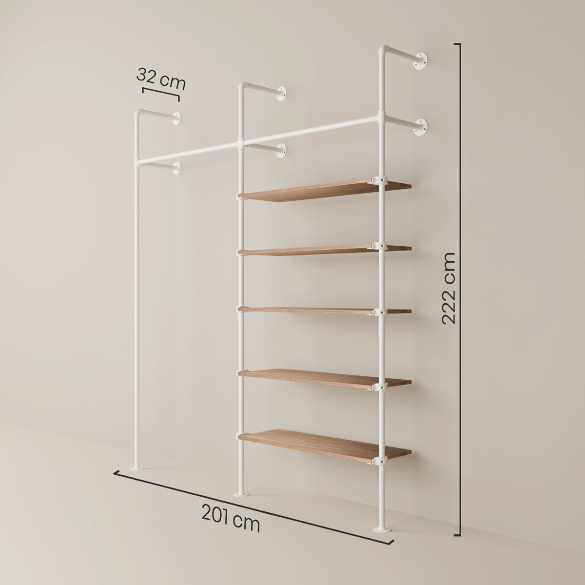 KIM 2 OAK – 5 Regalböden | Weiß