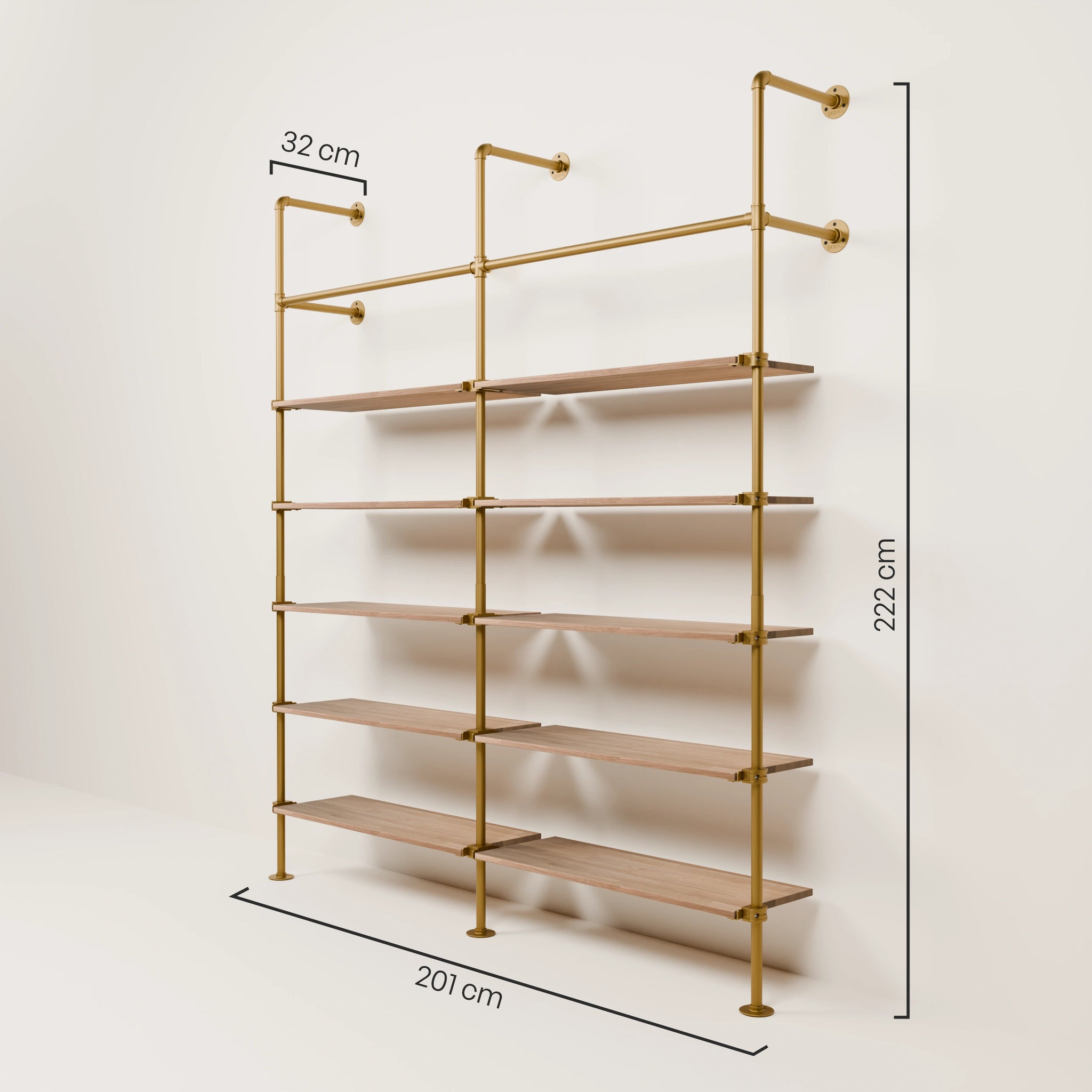KIM 2 OAK – 10 Regalböden | Gold
