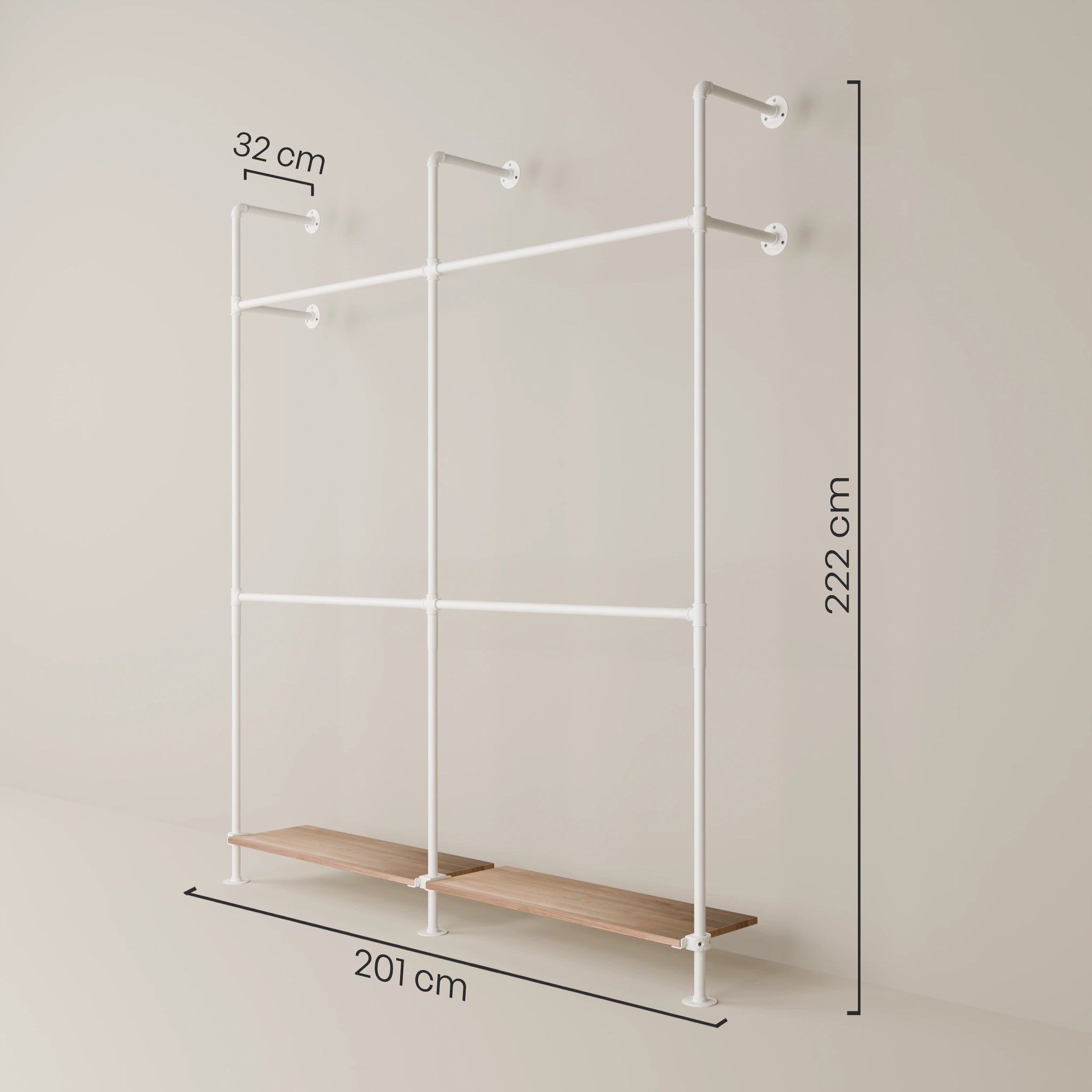 KIM DOUBLE 2 OAK – 2 Regalböden unten | Weiß