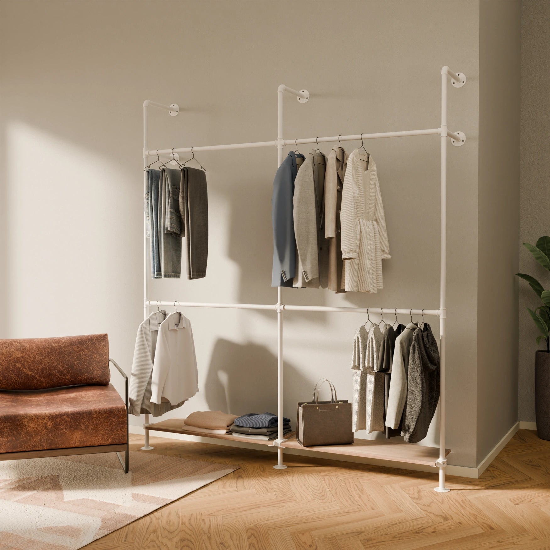 KIM DOUBLE 2 OAK – 2 Regalböden unten | Weiß