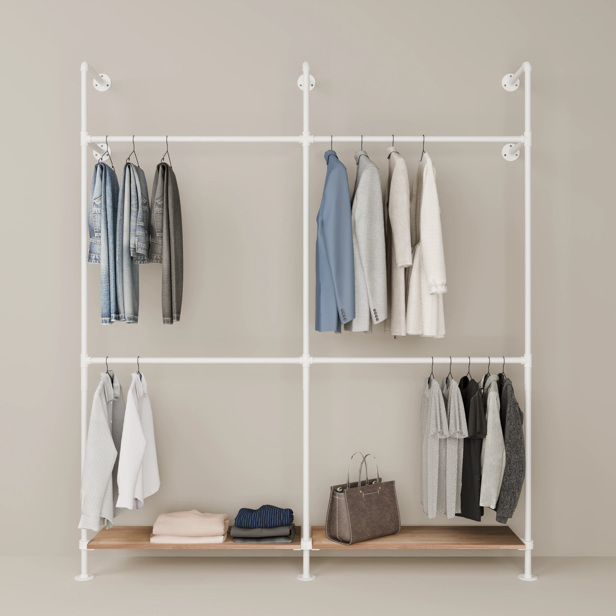 KIM DOUBLE 2 OAK – 2 Regalböden unten | Weiß