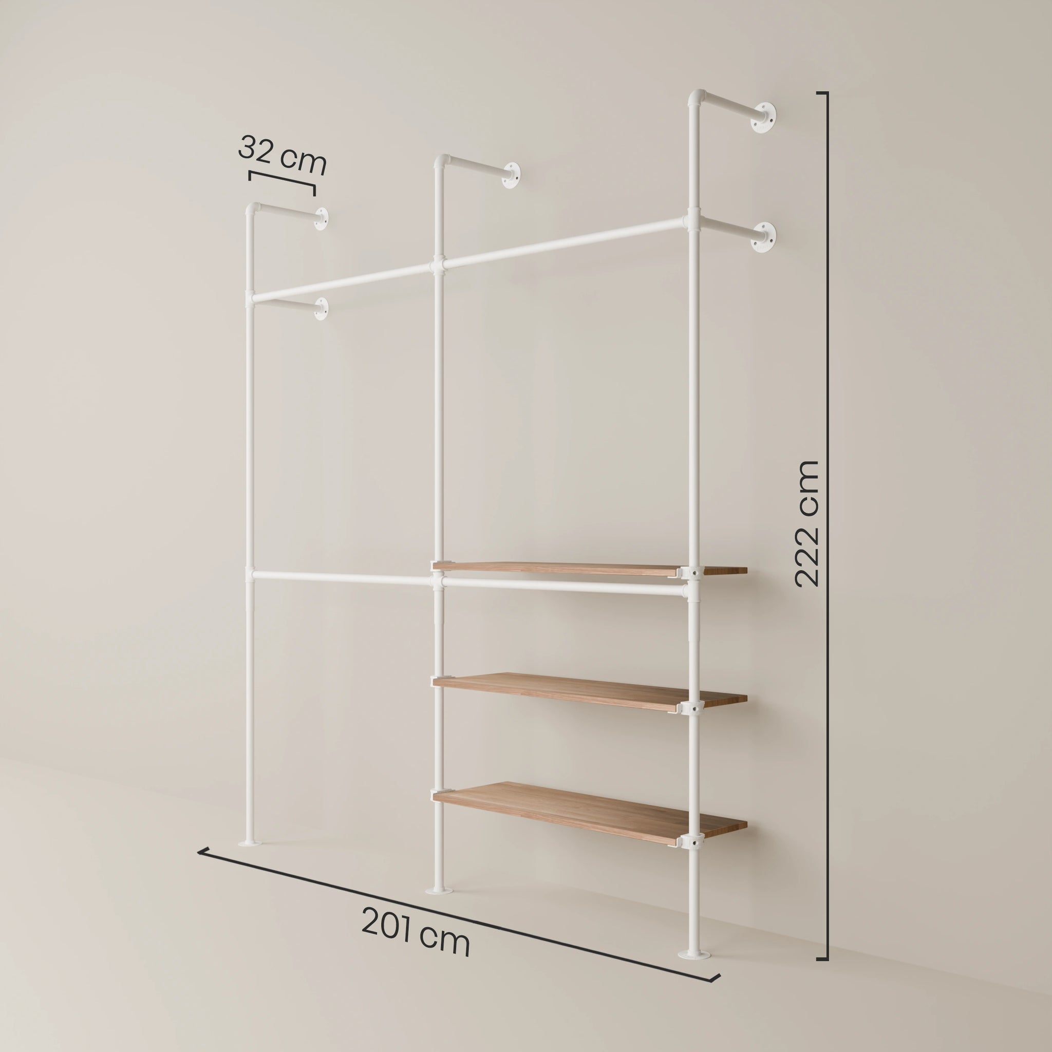 KIM DOUBLE 2 OAK – 3 Regalböden | Weiß