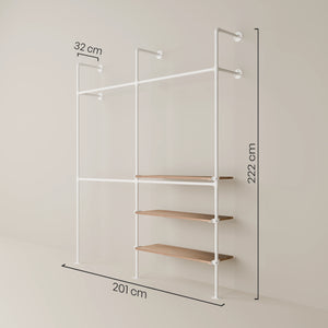KIM DOUBLE 2 OAK – 3 Regalböden | Weiß