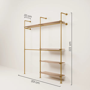 KIM DOUBLE 2 OAK – 5 Regalböden | Gold