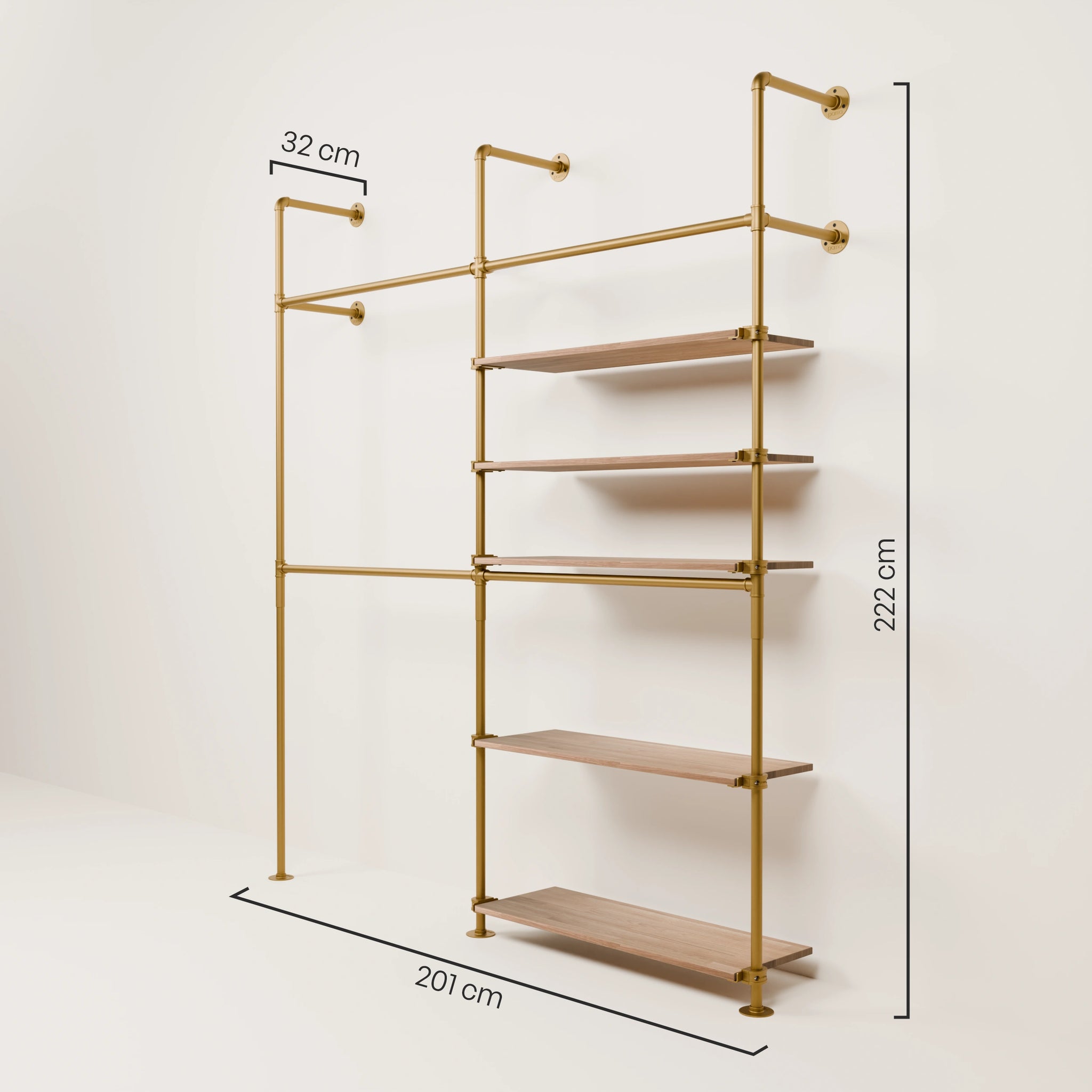 KIM DOUBLE 2 OAK –  5 Regalböden rechts | Gold