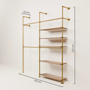 KIM DOUBLE 2 OAK –  5 Regalböden rechts | Gold