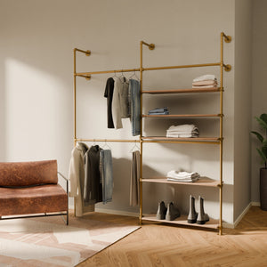 KIM DOUBLE 2 OAK –  5 Regalböden rechts | Gold