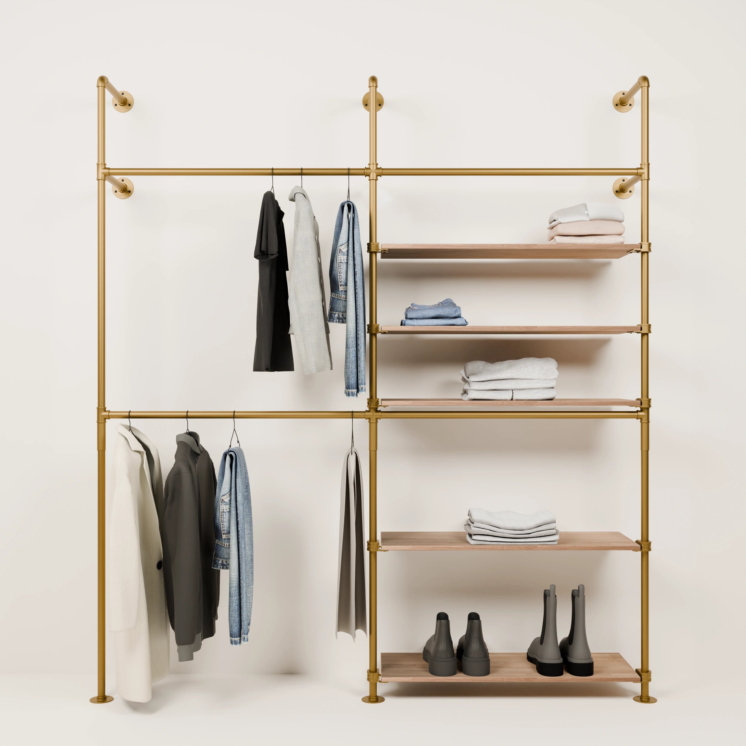 KIM DOUBLE 2 OAK –  5 Regalböden rechts | Gold