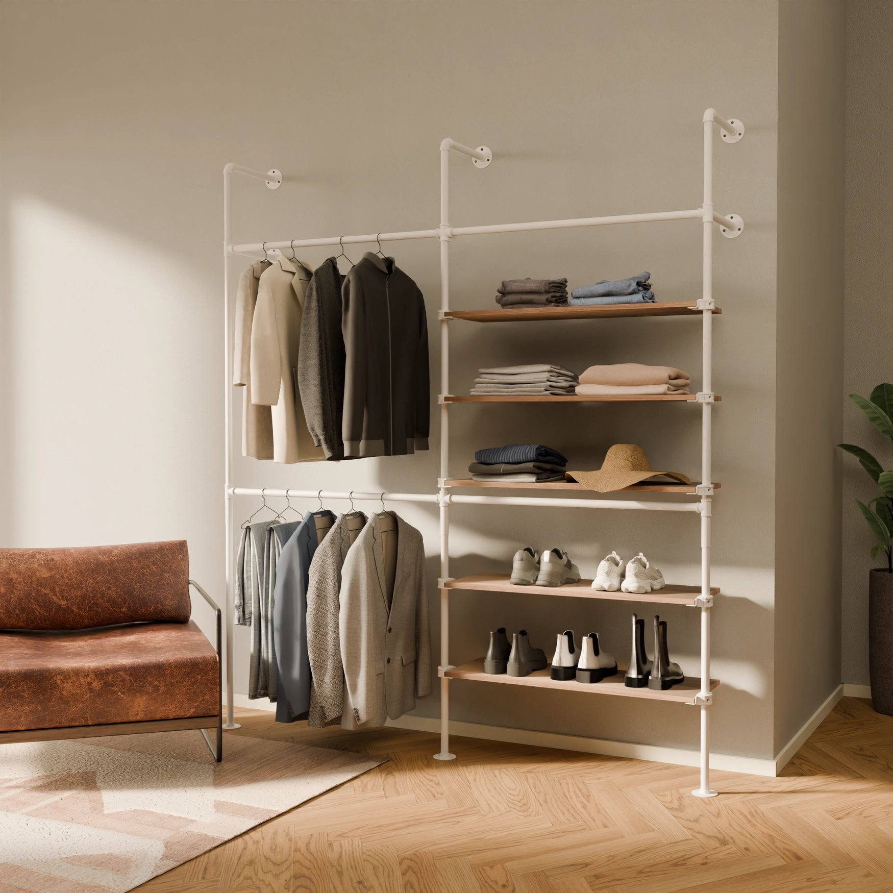 KIM DOUBLE 2 OAK – 5 Regalböden rechts | Weiß