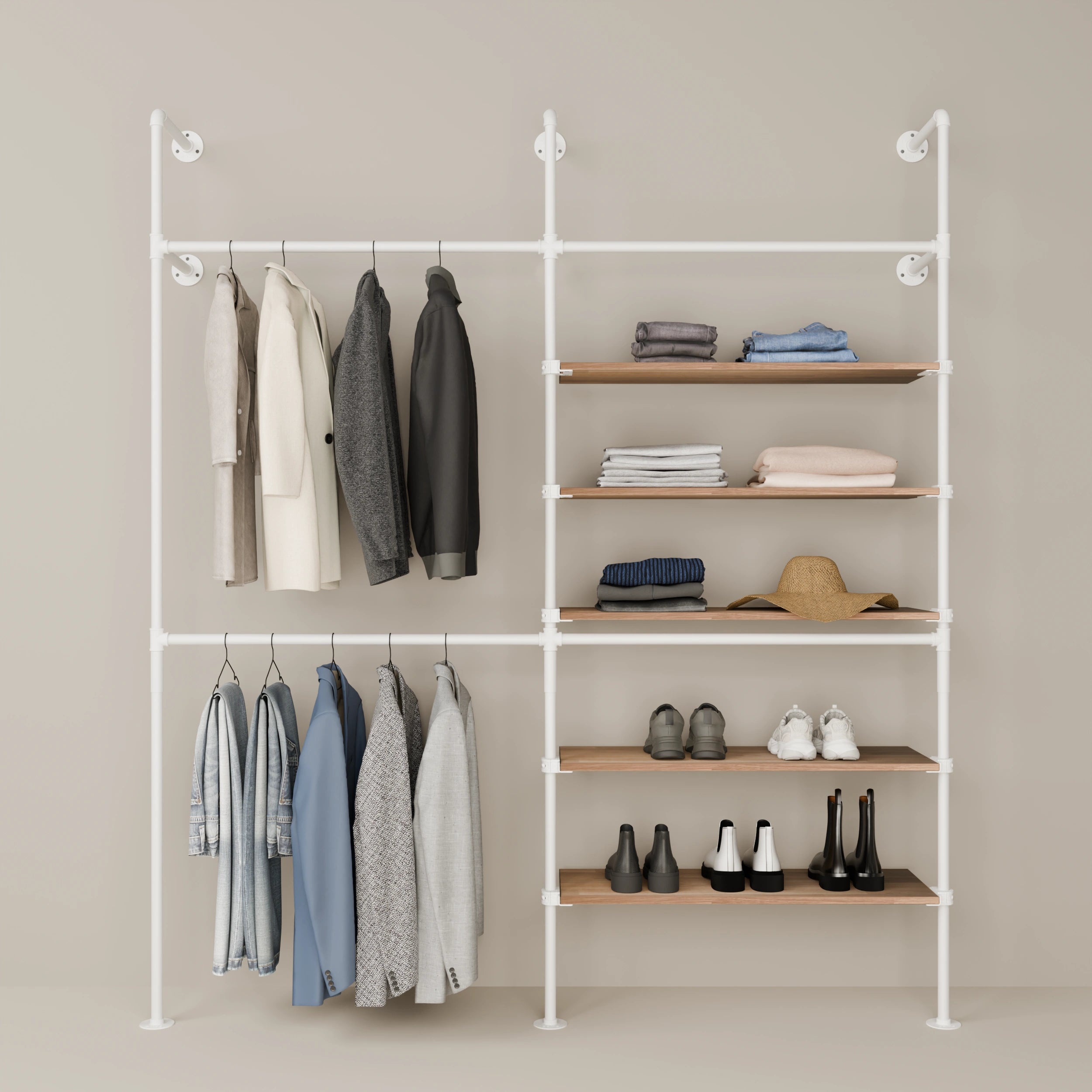 KIM DOUBLE 2 OAK – 5 Regalböden rechts | Weiß