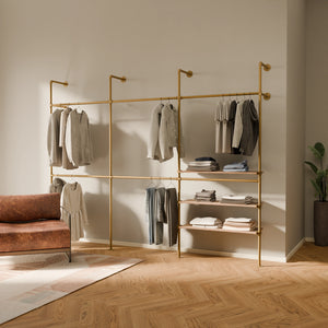 KIM DOUBLE 3 OAK –  3 shelves right | gold
