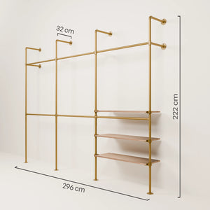 KIM DOUBLE 3 OAK –  3 shelves right | gold