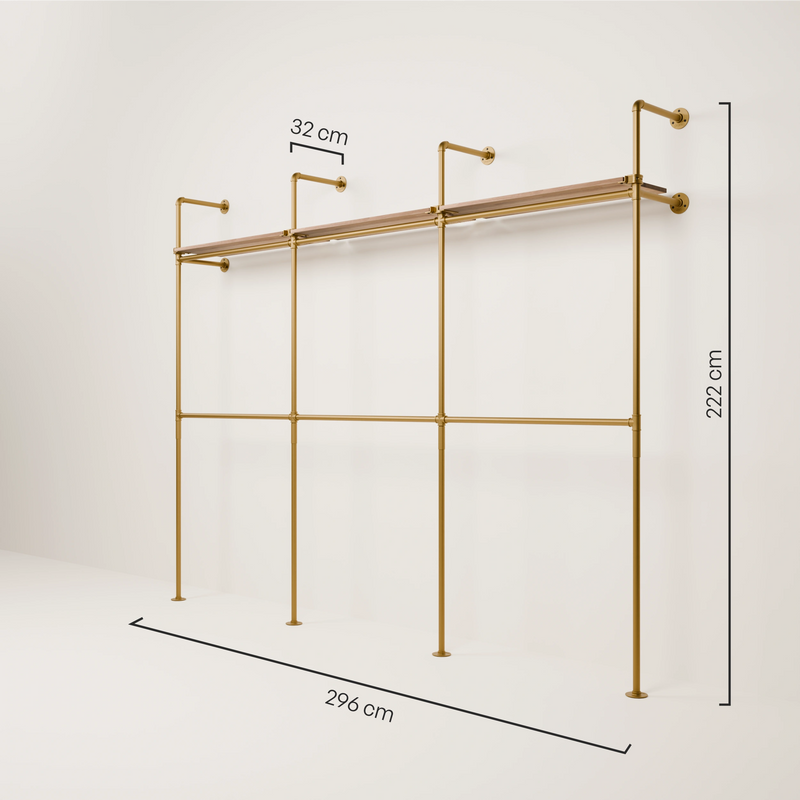 KIM DOUBLE 3 OAK – 3 Regalböden oben | Gold