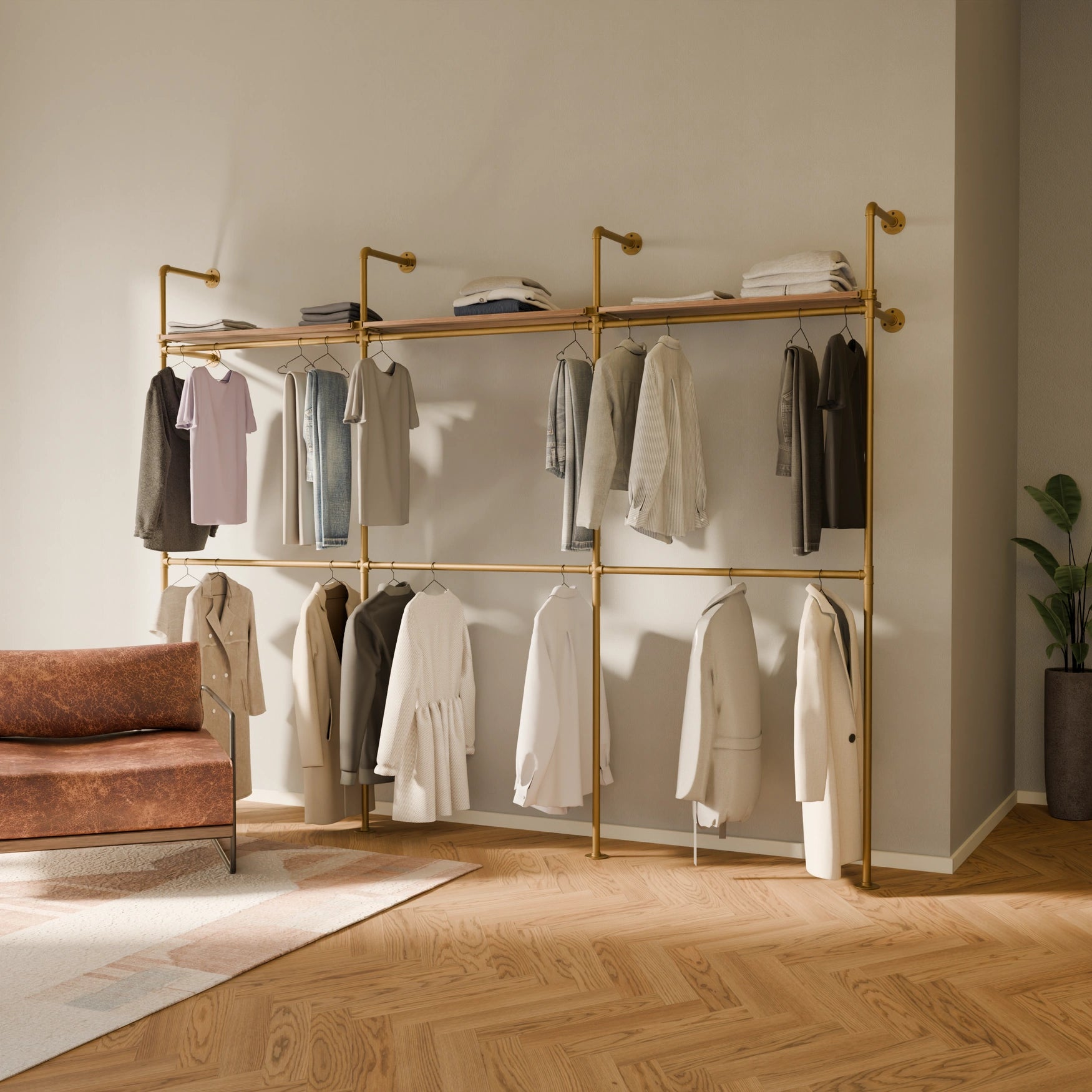 KIM DOUBLE 3 OAK –  3 top shelves | gold