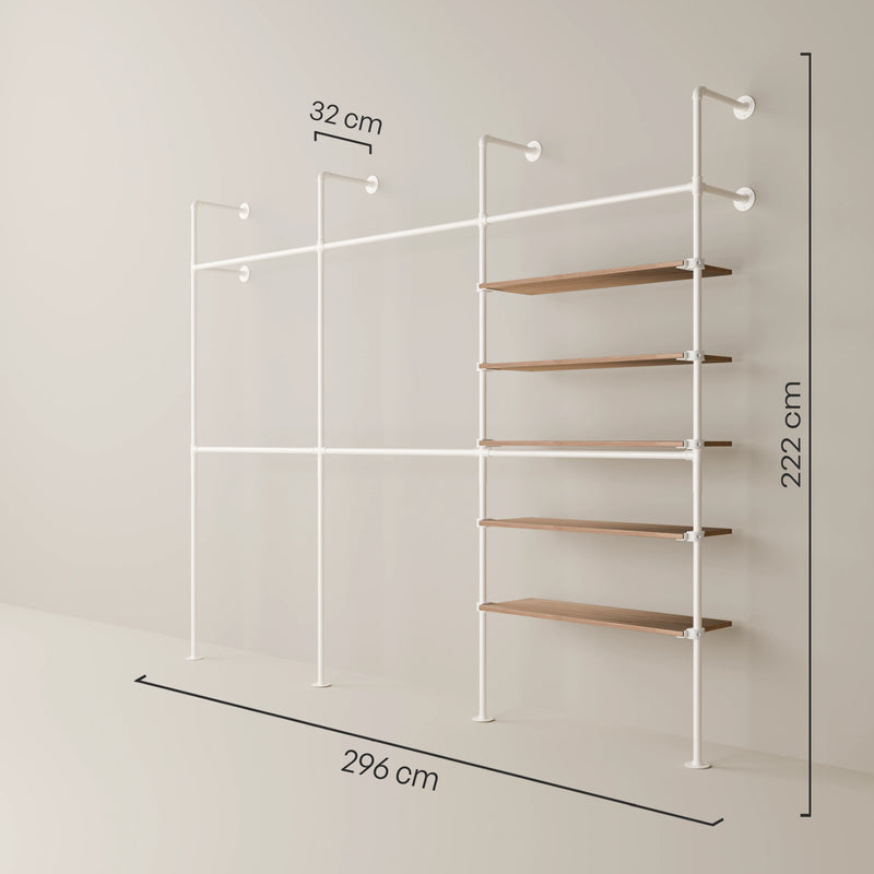 KIM DOUBLE 3 OAK – 5 Regalböden | Weiß
