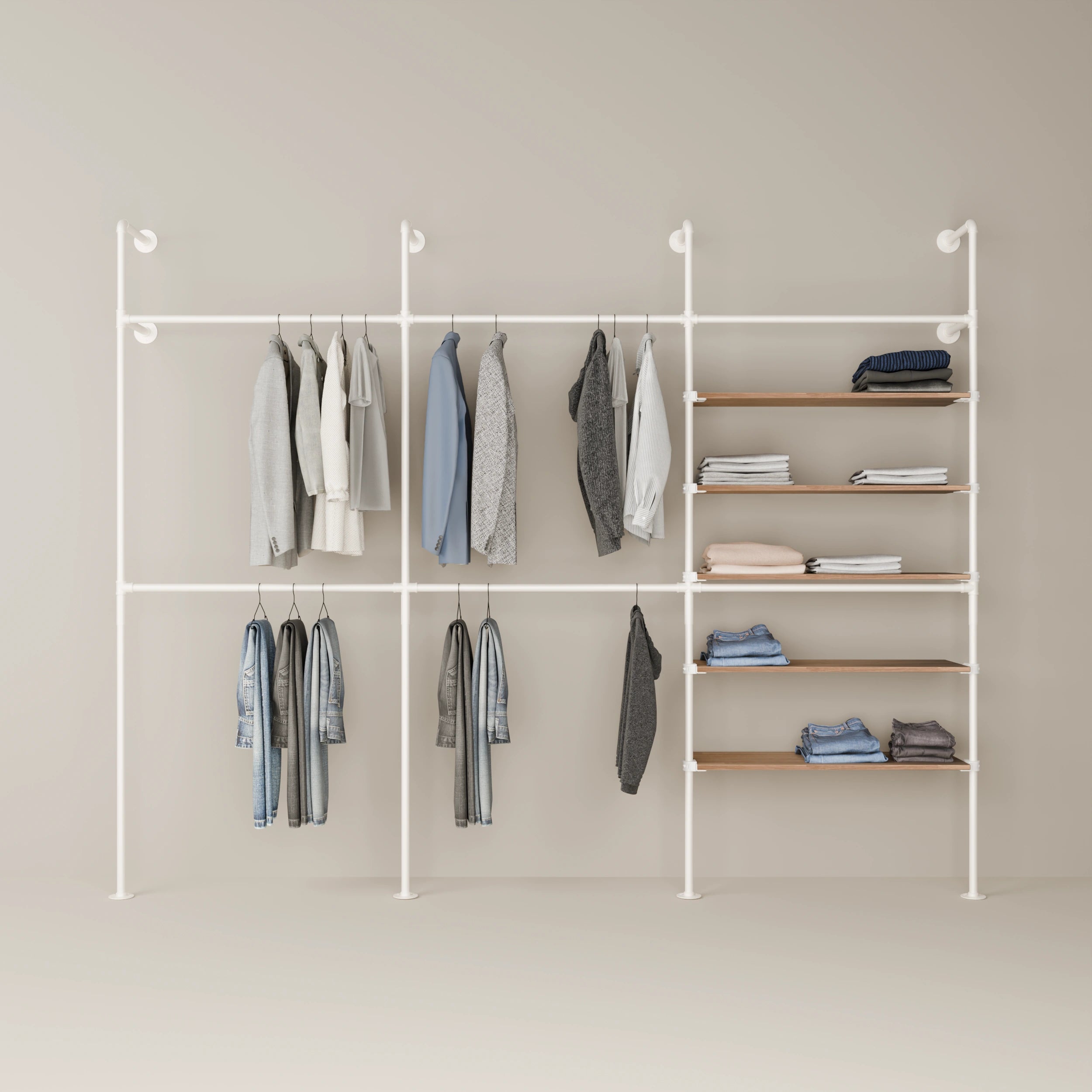 KIM DOUBLE 3 OAK – 5 shelves | white
