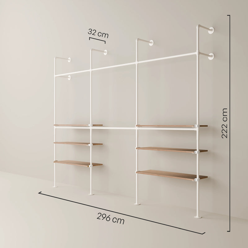 KIM DOUBLE 3 OAK – 6 Regalböden unten | Weiß