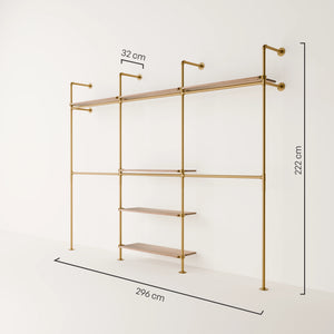 KIM DOUBLE 3 OAK –  6 top shelves | gold