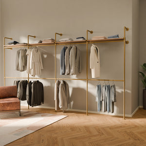 KIM DOUBLE 4 OAK –  4 shelves | gold