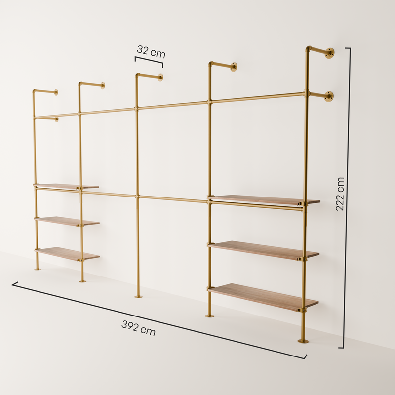 KIM DOUBLE 4 OAK –  6 Regalböden | Gold
