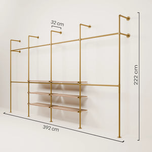 KIM DOUBLE 4 OAK – 6 Regalböden mittig | Gold