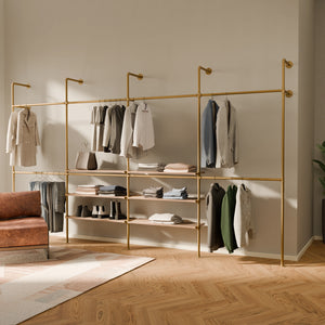 KIM DOUBLE 4 OAK – 6 Regalböden mittig | Gold
