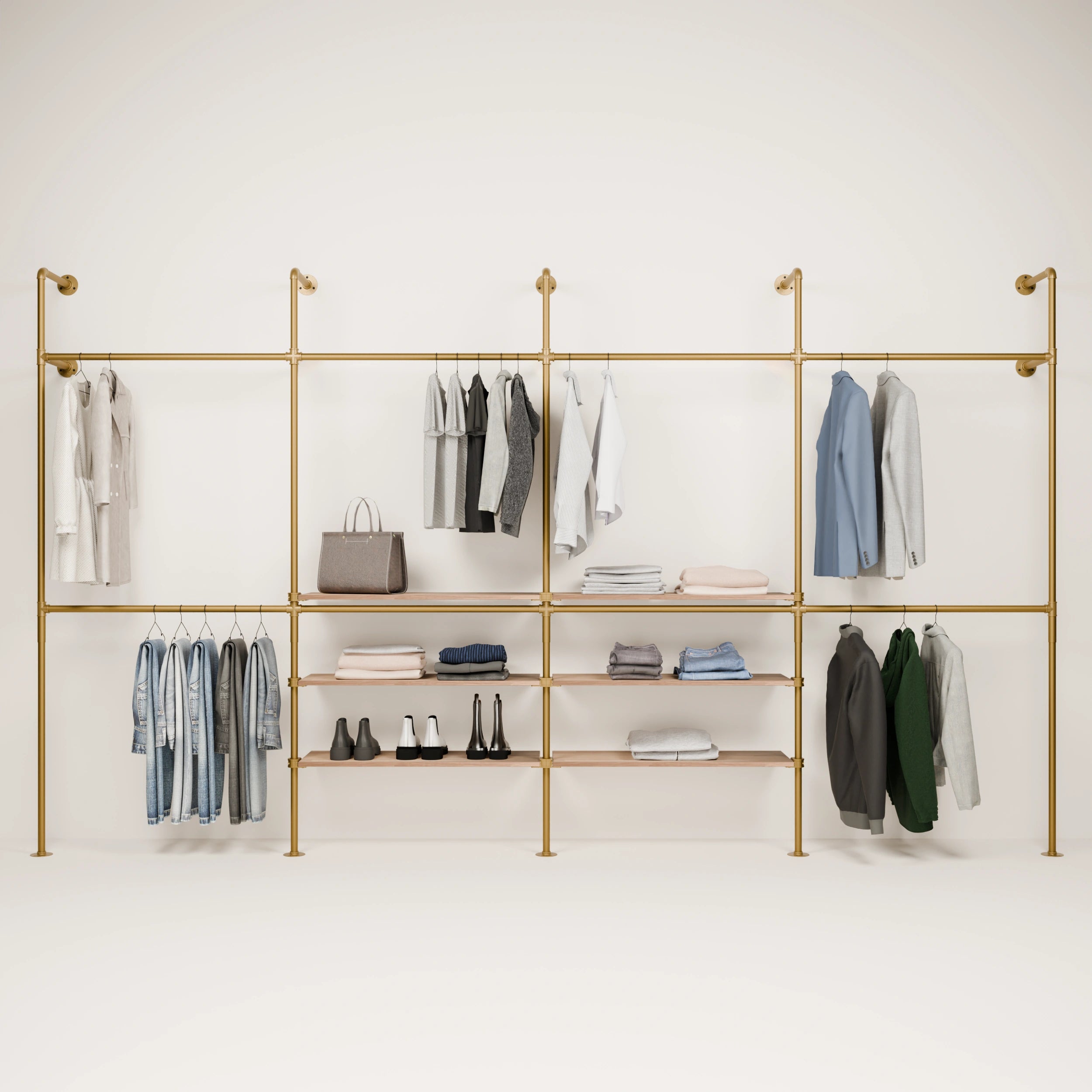 KIM DOUBLE 4 OAK – 6 Regalböden mittig | Gold