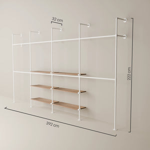 KIM DOUBLE 4 OAK – 6 Regalböden mittig | Weiß