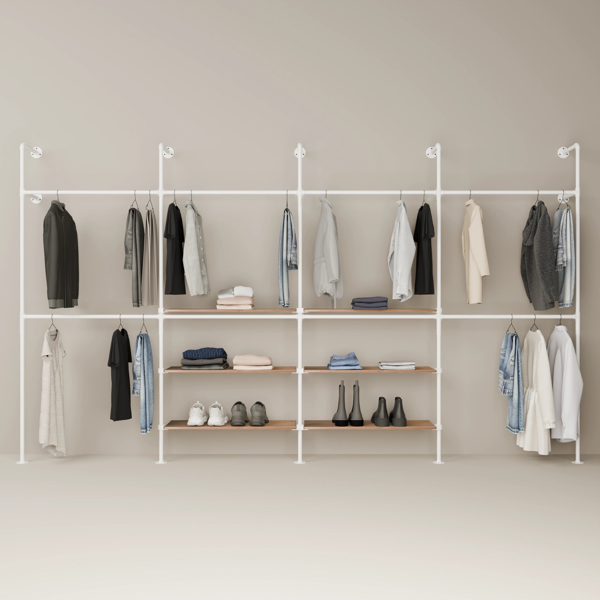 KIM DOUBLE 4 OAK – 6 Regalböden mittig | Weiß