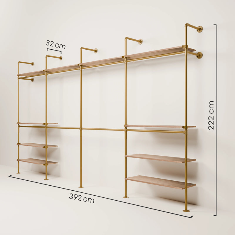 KIM DOUBLE 4 OAK – 10 Regalböden oben | Gold