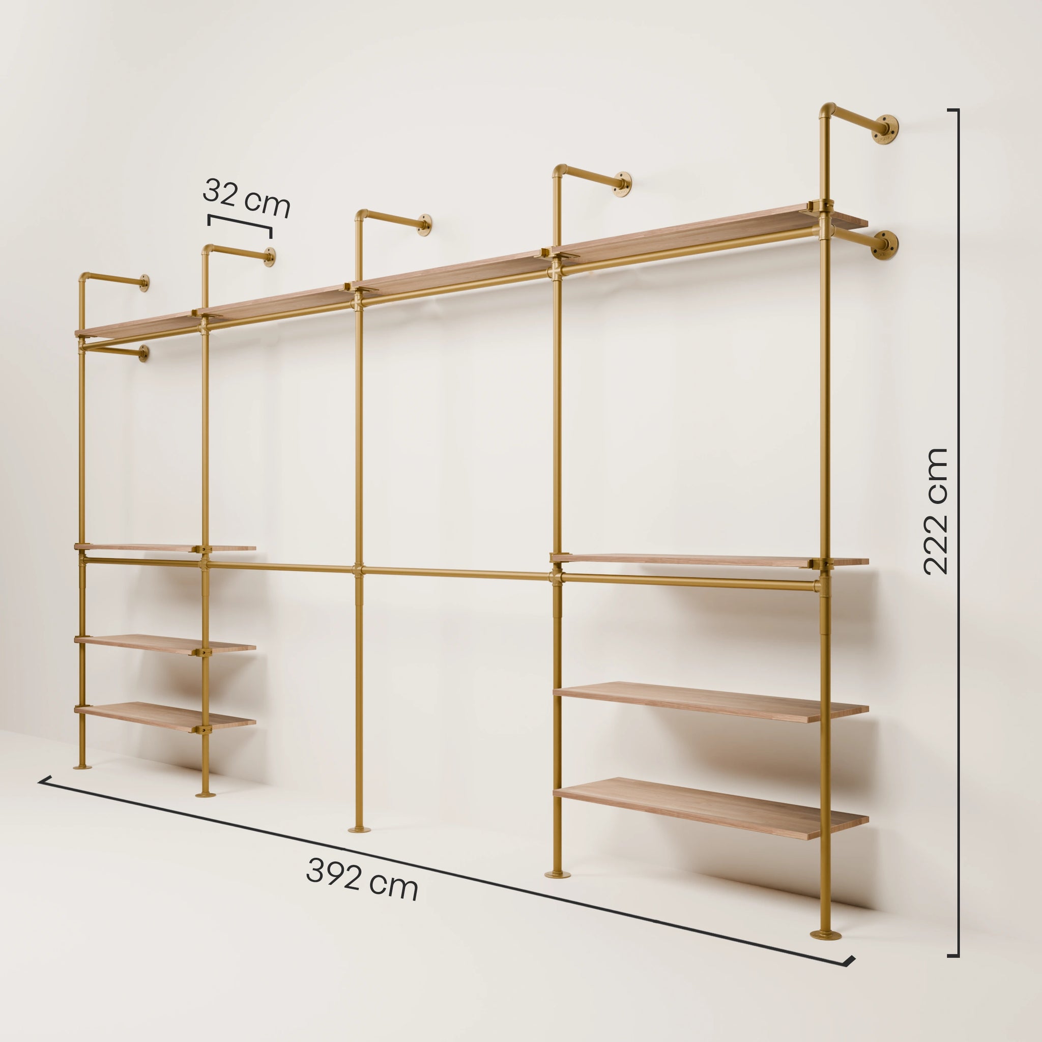 KIM DOUBLE 4 OAK – 10 Regalböden oben | Gold