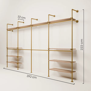 KIM DOUBLE 4 OAK – 10 Regalböden oben | Gold
