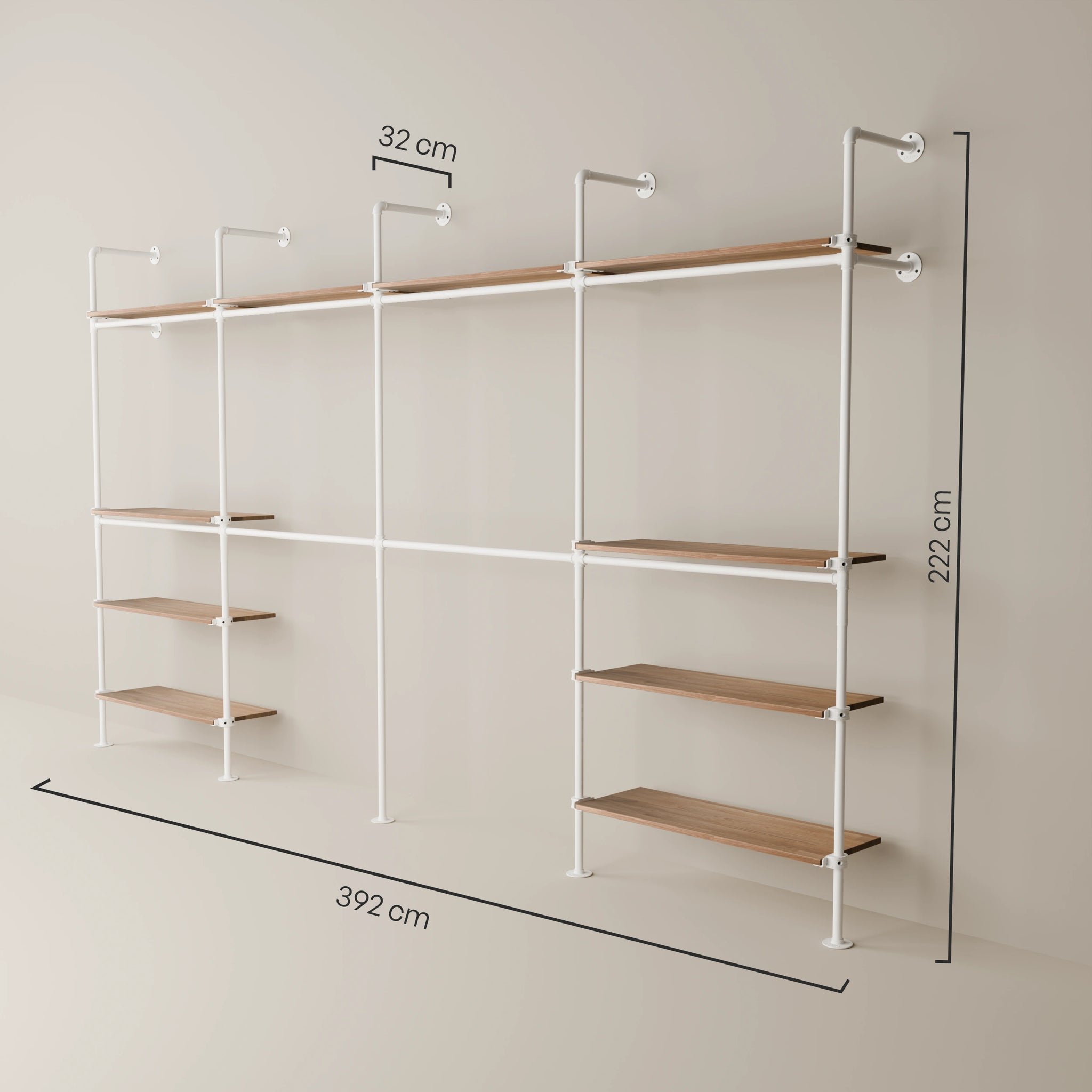 KIM DOUBLE 4 OAK – 10 Regalböden oben | Weiß