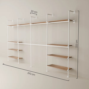 KIM DOUBLE 4 OAK – 10 Regalböden oben | Weiß
