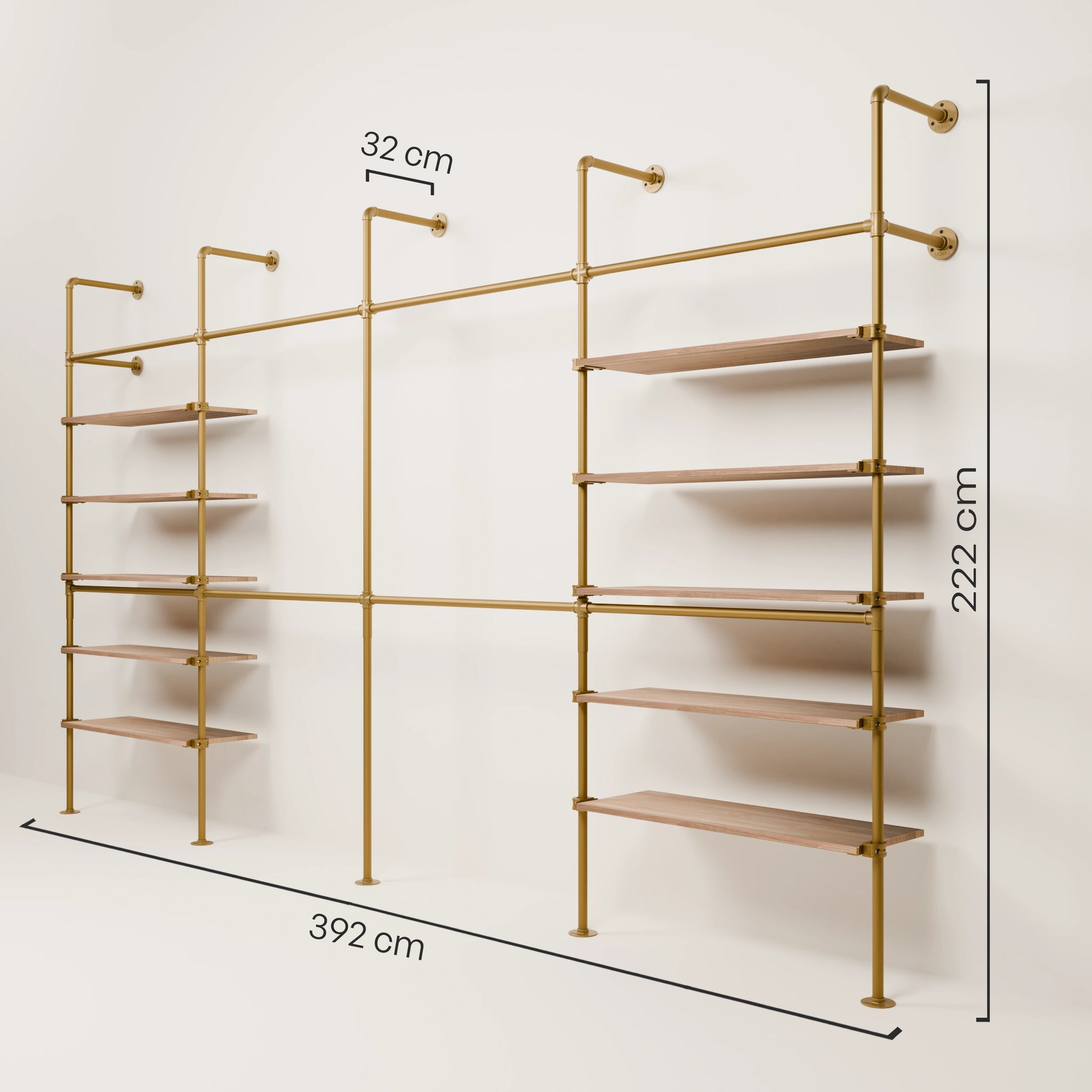 KIM DOUBLE 4 OAK – 10 Regalböden | Gold