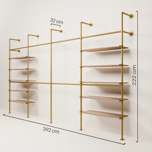 KIM DOUBLE 4 OAK – 10 Regalböden | Gold