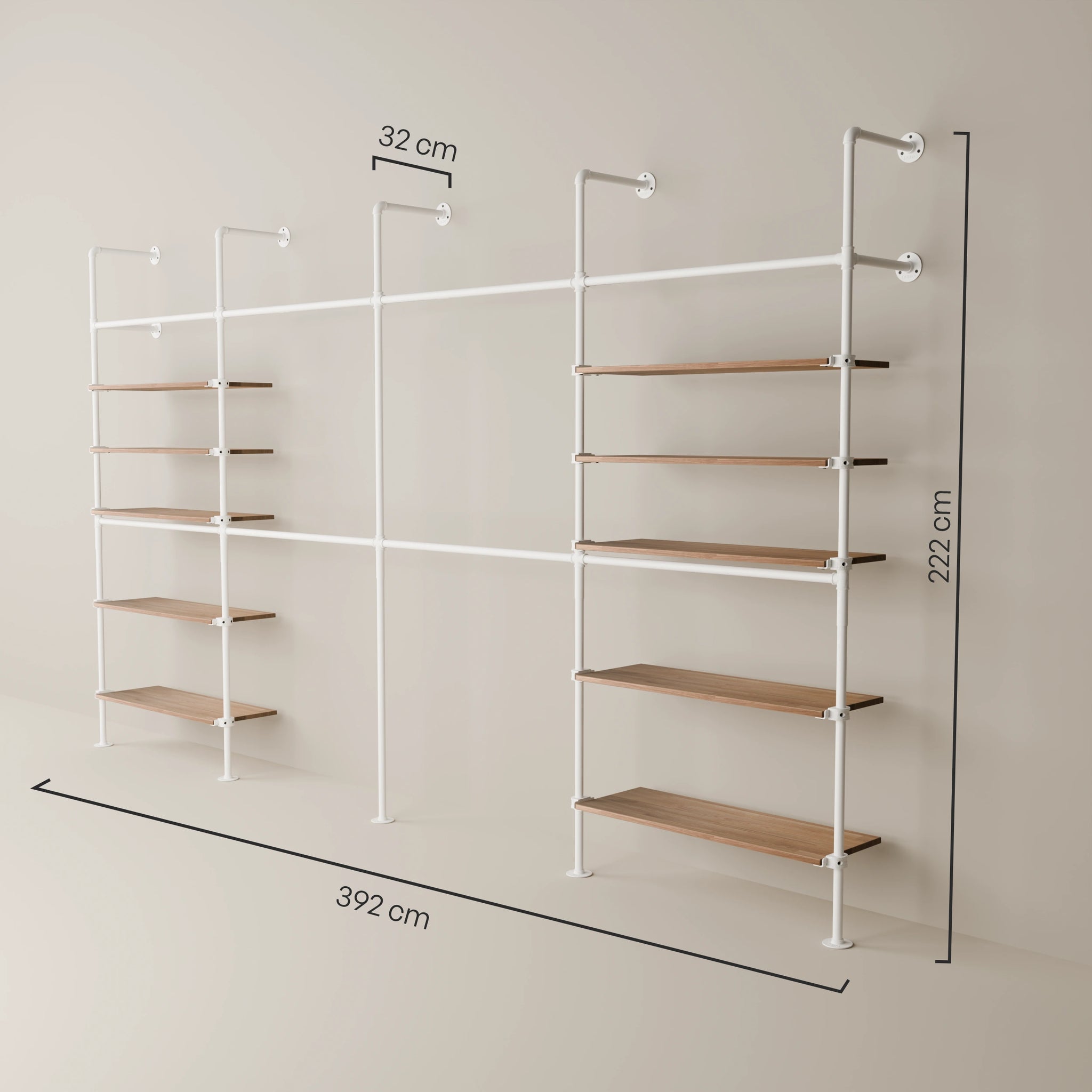 KIM DOUBLE 4 OAK – 10 Regalböden | Weiß