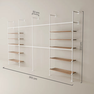 KIM DOUBLE 4 OAK – 10 Regalböden | Weiß